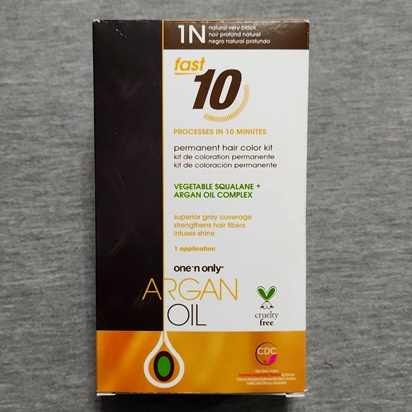🔴 🆓️ FREE* One 'n Only Argan Fast 10 1N Natural Very Black Box Hair Color Kit - Picture 1 of 9